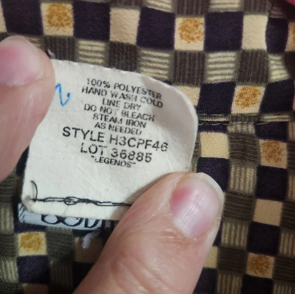 Vintage Panther Geometric Black Beige Patterned Button-Up Shirt Size 14 P2P 24" - Picture 3 of 6